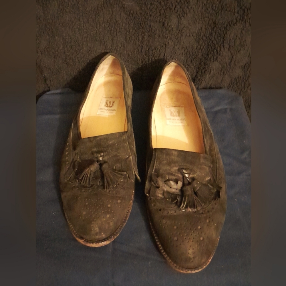 Bruno Magli suede slip-on loafers, men's size 9, fair condition